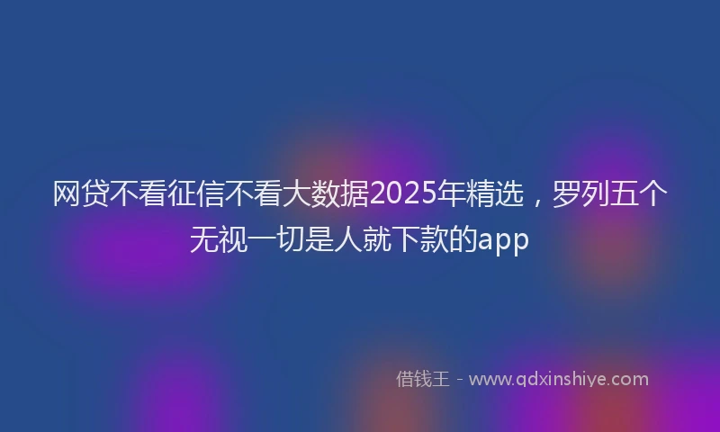 网贷不看征信不看大数据2025年精选，罗列五个无视一切是人就下款的app