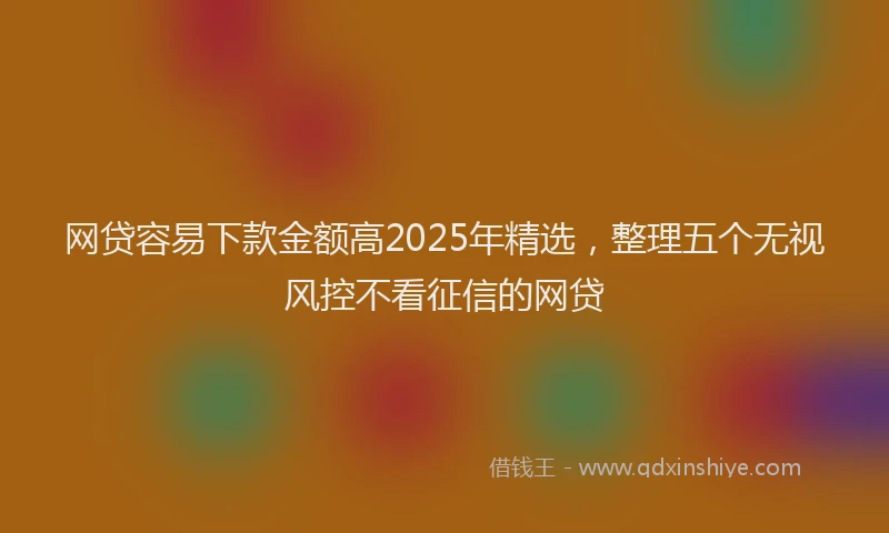 网贷容易下款金额高2025年精选，整理五个无视风控不看征信的网贷