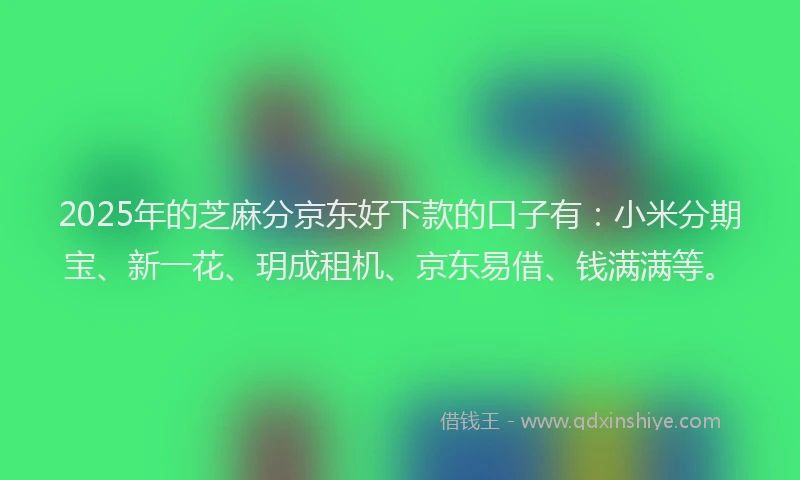 2025年的芝麻分京东好下款的口子有：小米分期宝、新一花、玥成租机、京东易借、钱满满等。