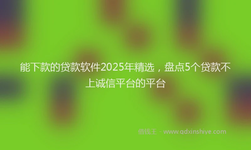 能下款的贷款软件2025年精选，盘点5个贷款不上诚信平台的平台