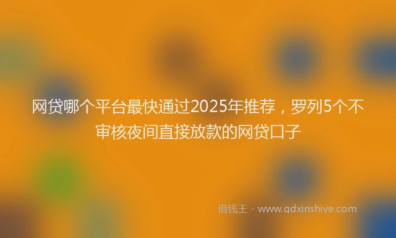 网贷哪个平台最快通过2025年推荐，罗列5个不审核夜间直接放款的网贷口子