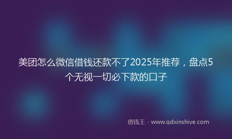 美团怎么微信借钱还款不了2025年推荐，盘点5个无视一切必下款的口子