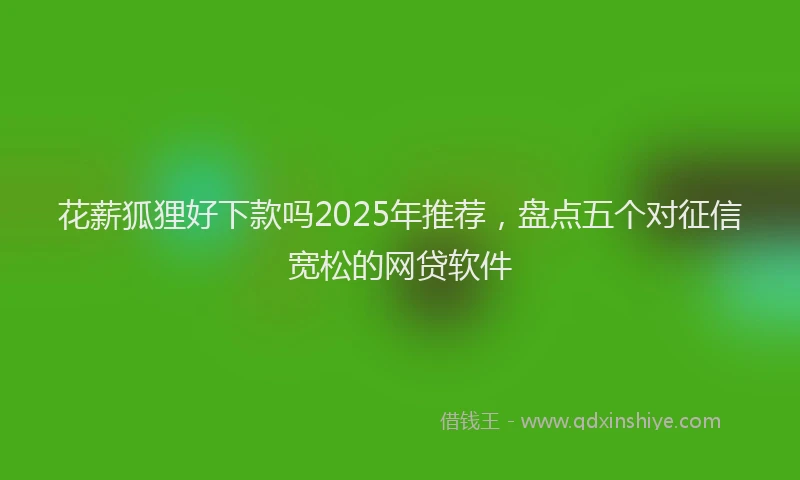 花薪狐狸好下款吗2025年推荐，盘点五个对征信宽松的网贷软件