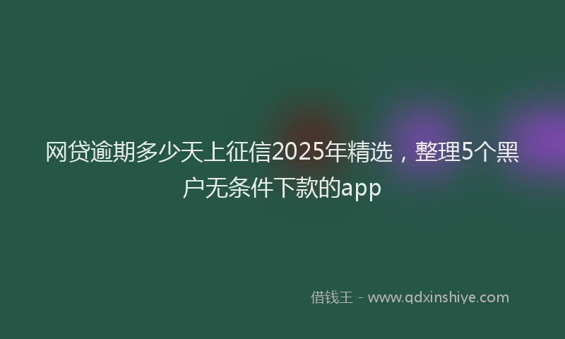 网贷逾期多少天上征信2025年精选，整理5个黑户无条件下款的app