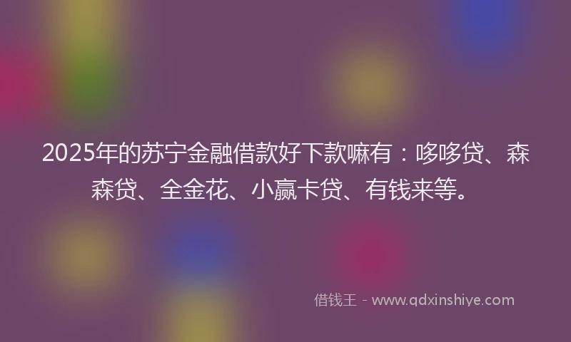 2025年的苏宁金融借款好下款嘛有：哆哆贷、森森贷、全金花、小赢卡贷、有钱来等。