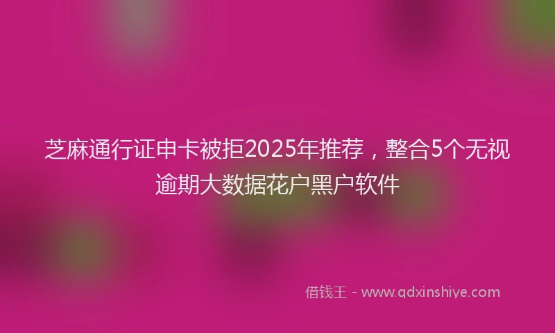 芝麻通行证申卡被拒2025年推荐，整合5个无视逾期大数据花户黑户软件