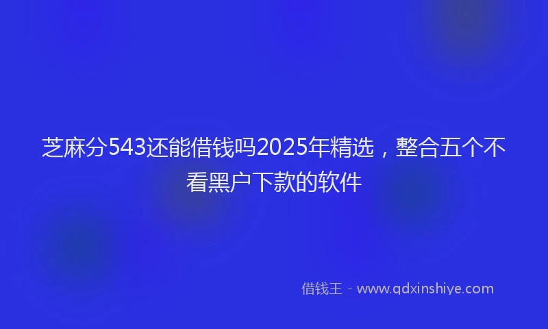 芝麻分543还能借钱吗2025年精选，整合五个不看黑户下款的软件