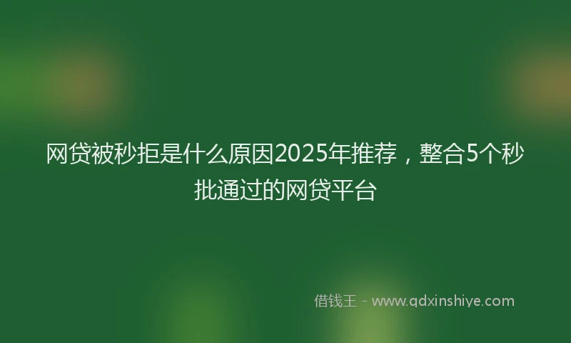 网贷被秒拒是什么原因2025年推荐，整合5个秒批通过的网贷平台