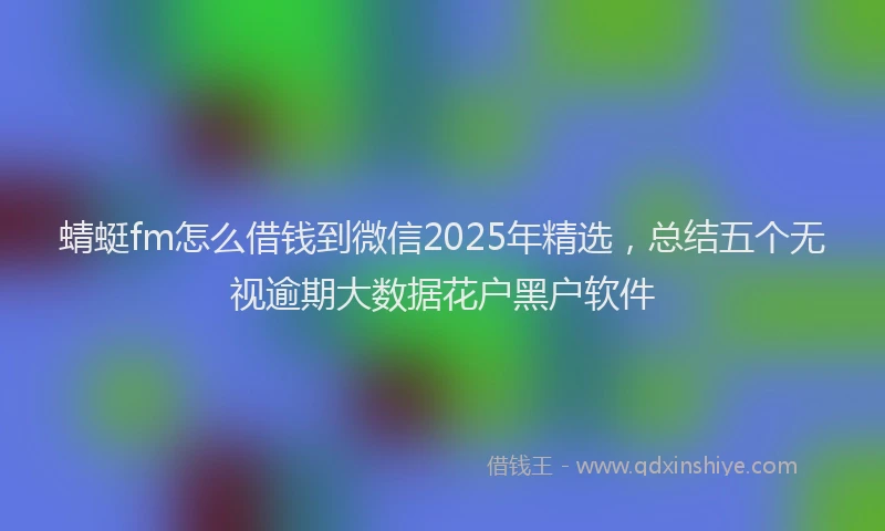 蜻蜓fm怎么借钱到微信2025年精选，总结五个无视逾期大数据花户黑户软件