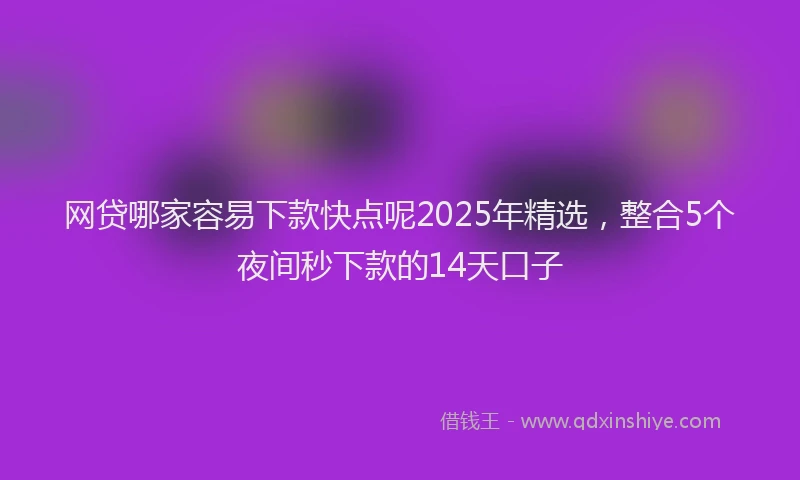 网贷哪家容易下款快点呢2025年精选，整合5个夜间秒下款的14天口子