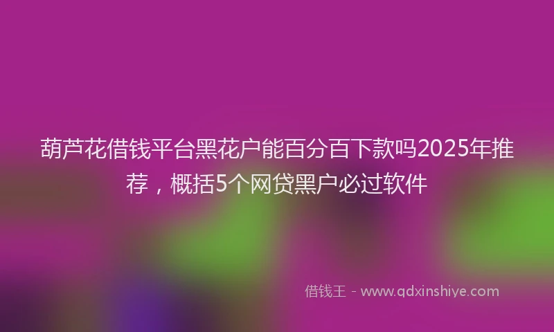 葫芦花借钱平台黑花户能百分百下款吗2025年推荐，概括5个网贷黑户必过软件