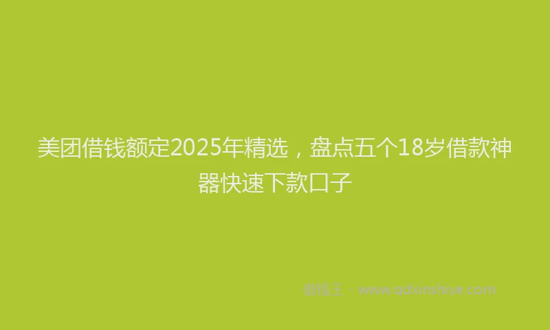 美团借钱额定2025年精选，盘点五个18岁借款神器快速下款口子