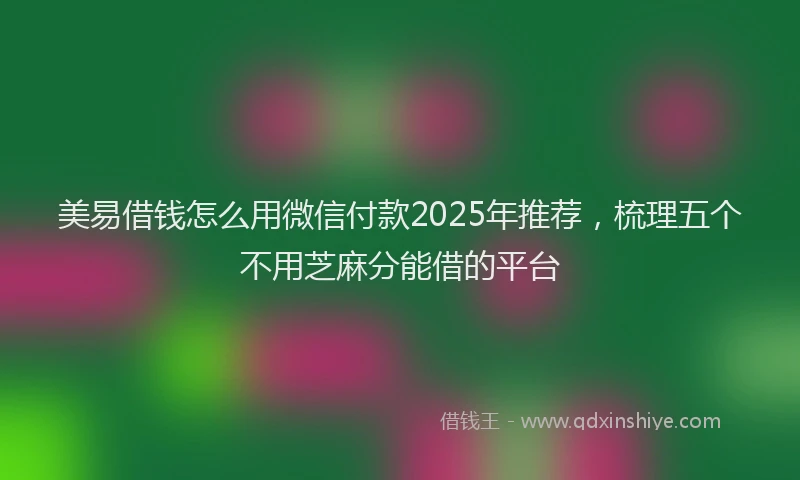 美易借钱怎么用微信付款2025年推荐，梳理五个不用芝麻分能借的平台