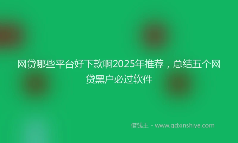 网贷哪些平台好下款啊2025年推荐，总结五个网贷黑户必过软件