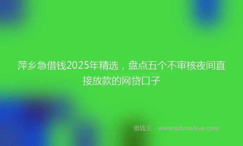 萍乡急借钱2025年精选，盘点五个不审核夜间直接放款的网贷口子