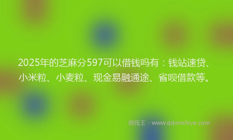 2025年的芝麻分597可以借钱吗有：钱站速贷、小米粒、小麦粒、现金易融通途、省呗借款等。