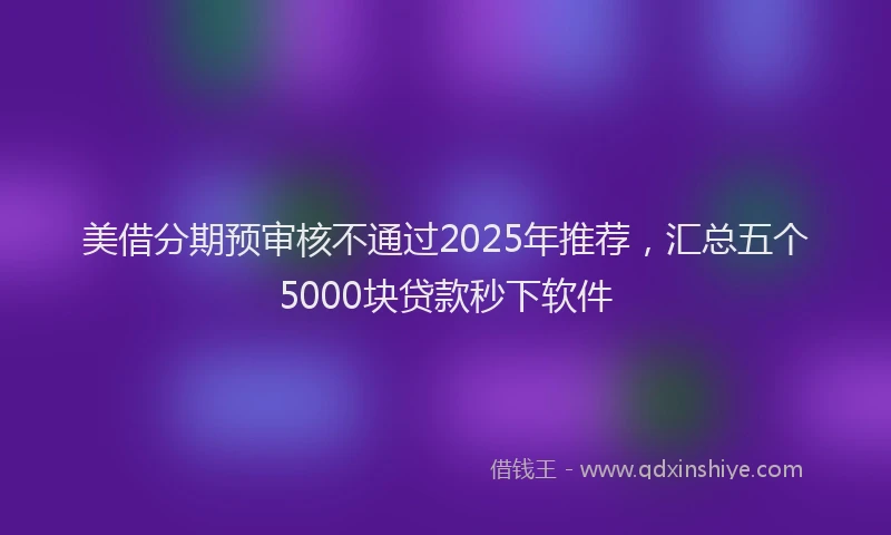美借分期预审核不通过2025年推荐，汇总五个5000块贷款秒下软件
