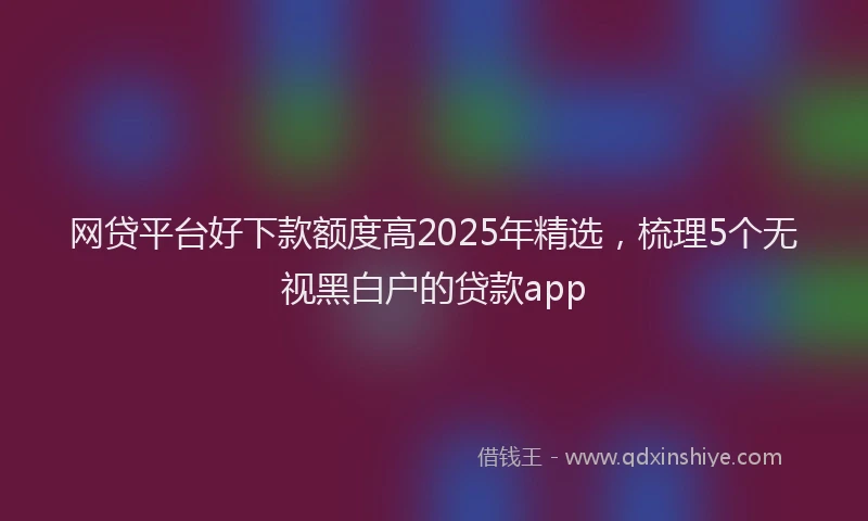 网贷平台好下款额度高2025年精选，梳理5个无视黑白户的贷款app
