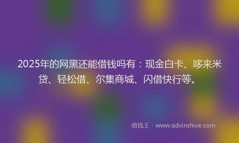 2025年的网黑还能借钱吗有：现金白卡、哆来米贷、轻松借、尔集商城、闪借快行等。