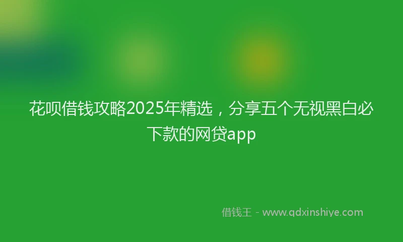 花呗借钱攻略2025年精选，分享五个无视黑白必下款的网贷app