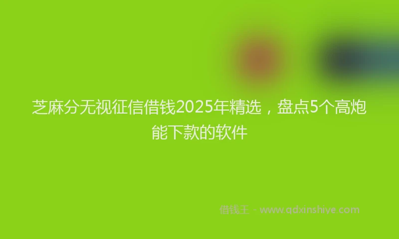 芝麻分无视征信借钱2025年精选，盘点5个高炮能下款的软件
