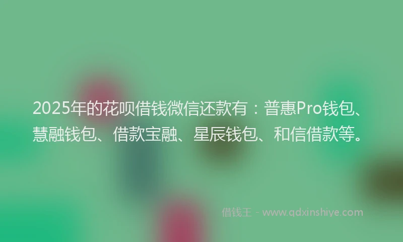 2025年的花呗借钱微信还款有：普惠Pro钱包、慧融钱包、借款宝融、星辰钱包、和信借款等。