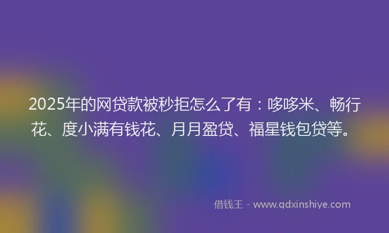 2025年的网贷款被秒拒怎么了有：哆哆米、畅行花、度小满有钱花、月月盈贷、福星钱包贷等。