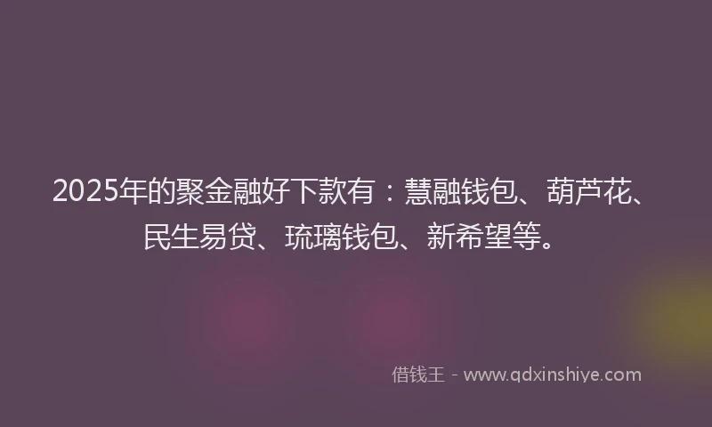2025年的聚金融好下款有：慧融钱包、葫芦花、民生易贷、琉璃钱包、新希望等。