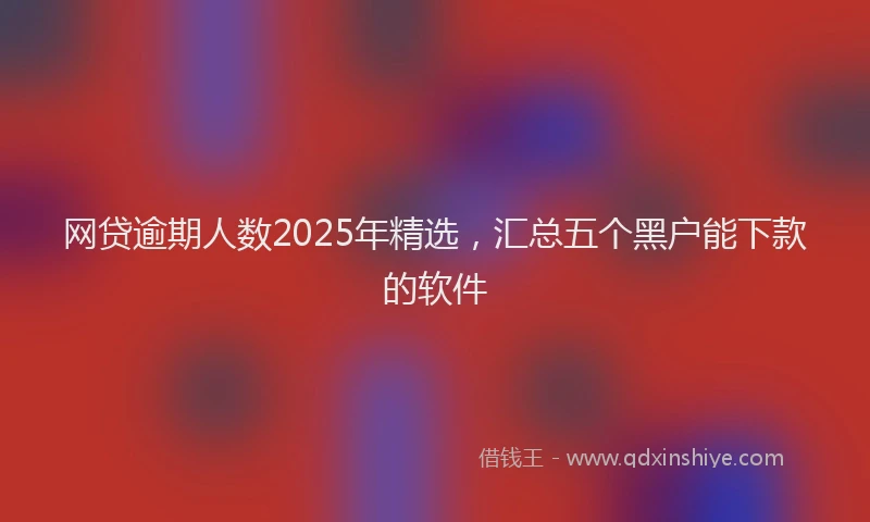 网贷逾期人数2025年精选，汇总五个黑户能下款的软件