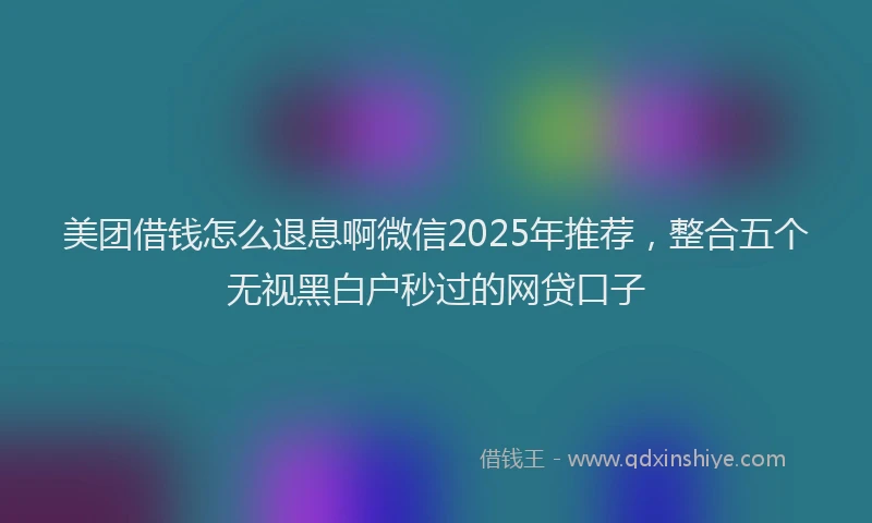 美团借钱怎么退息啊微信2025年推荐，整合五个无视黑白户秒过的网贷口子
