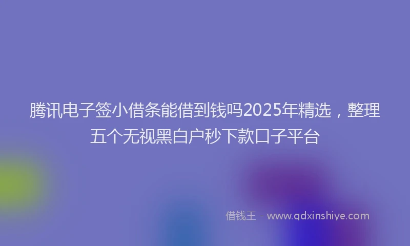 腾讯电子签小借条能借到钱吗2025年精选，整理五个无视黑白户秒下款口子平台