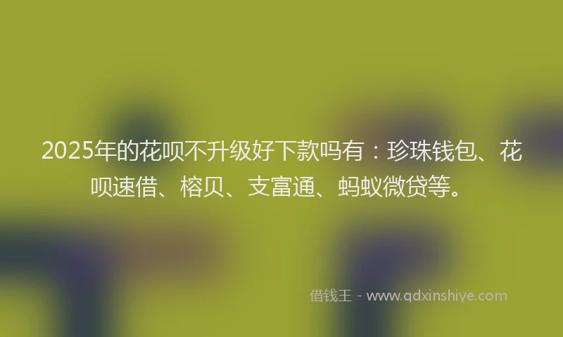 2025年的花呗不升级好下款吗有：珍珠钱包、花呗速借、榕贝、支富通、蚂蚁微贷等。