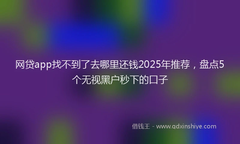 网贷app找不到了去哪里还钱2025年推荐，盘点5个无视黑户秒下的口子