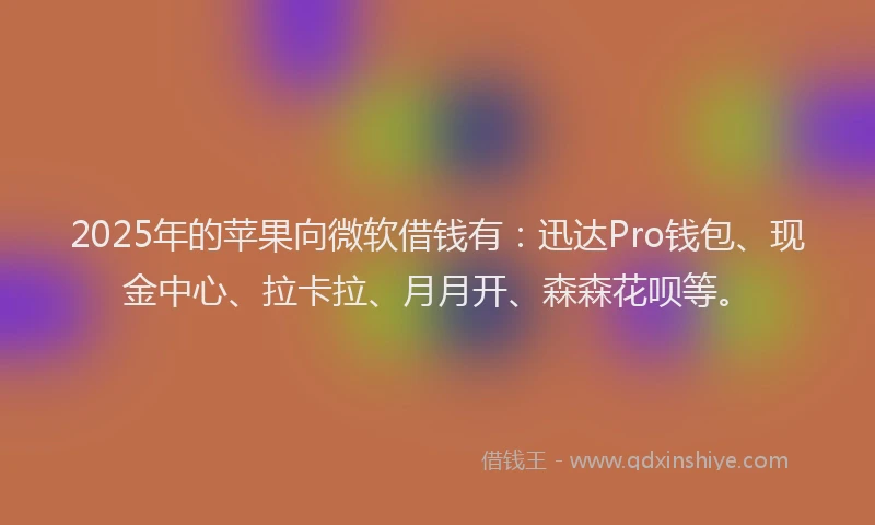 2025年的苹果向微软借钱有：迅达Pro钱包、现金中心、拉卡拉、月月开、森森花呗等。