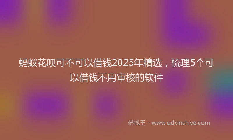 蚂蚁花呗可不可以借钱2025年精选，梳理5个可以借钱不用审核的软件