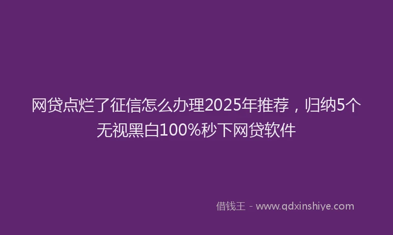 网贷点烂了征信怎么办理2025年推荐，归纳5个无视黑白100%秒下网贷软件