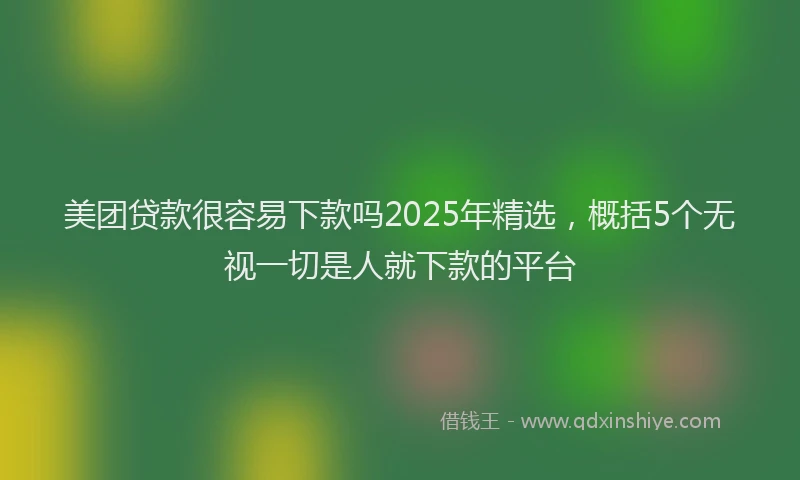 美团贷款很容易下款吗2025年精选，概括5个无视一切是人就下款的平台
