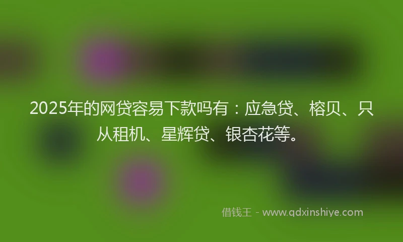2025年的网贷容易下款吗有：应急贷、榕贝、只从租机、星辉贷、银杏花等。