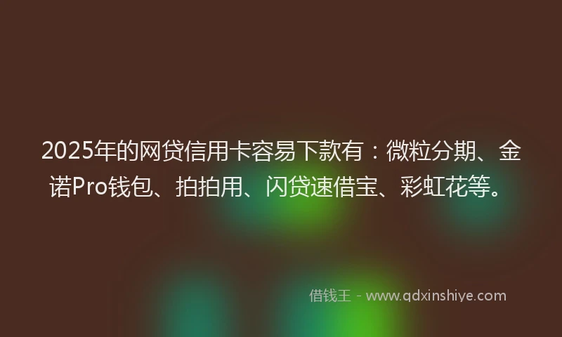 2025年的网贷信用卡容易下款有：微粒分期、金诺Pro钱包、拍拍用、闪贷速借宝、彩虹花等。
