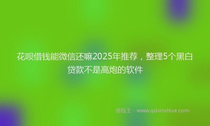 花呗借钱能微信还嘛2025年推荐，整理5个黑白贷款不是高炮的软件