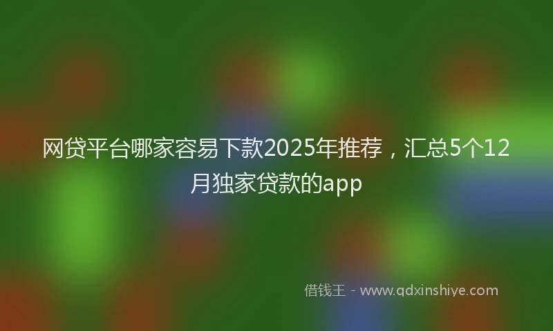 网贷平台哪家容易下款2025年推荐，汇总5个12月独家贷款的app