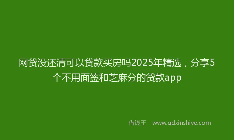 网贷没还清可以贷款买房吗2025年精选，分享5个不用面签和芝麻分的贷款app
