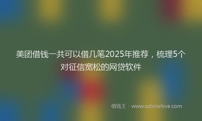 美团借钱一共可以借几笔2025年推荐，梳理5个对征信宽松的网贷软件