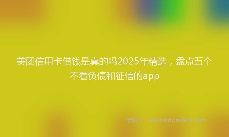 美团信用卡借钱是真的吗2025年精选，盘点五个不看负债和征信的app