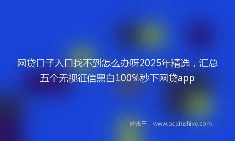 网贷口子入口找不到怎么办呀2025年精选，汇总五个无视征信黑白100%秒下网贷app