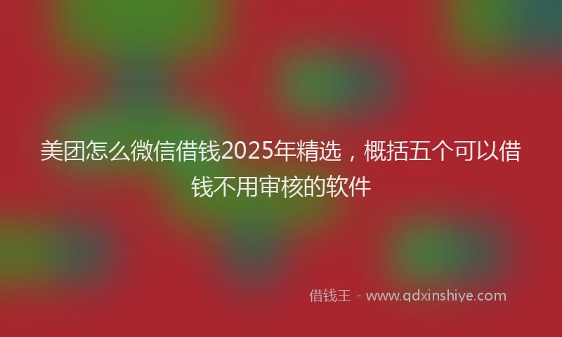 美团怎么微信借钱2025年精选，概括五个可以借钱不用审核的软件