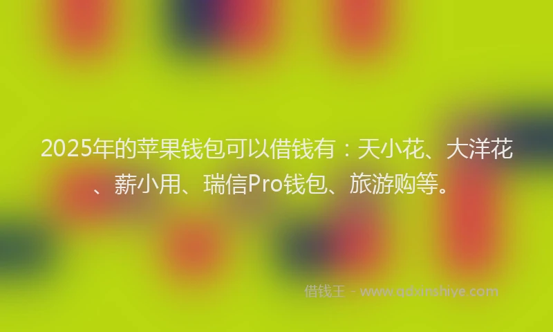 2025年的苹果钱包可以借钱有：天小花、大洋花、薪小用、瑞信Pro钱包、旅游购等。