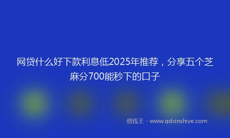 网贷什么好下款利息低2025年推荐，分享五个芝麻分700能秒下的口子