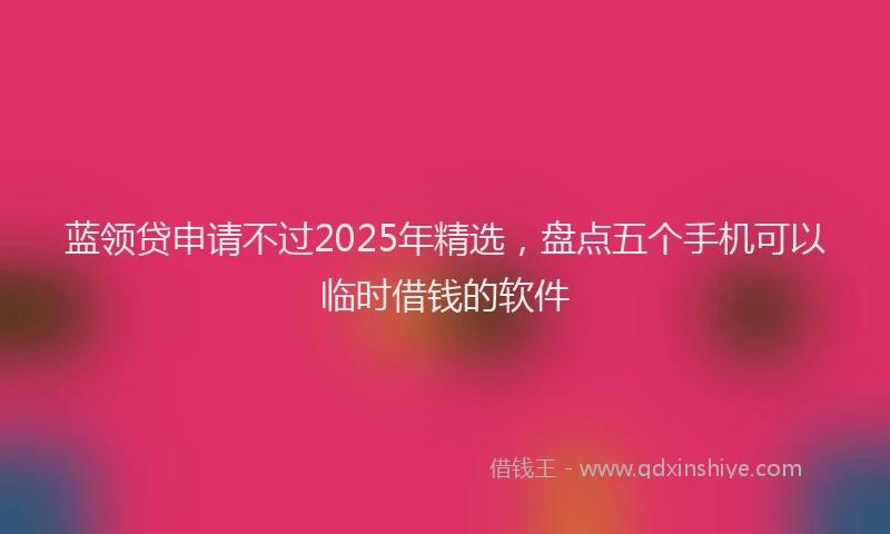 蓝领贷申请不过2025年精选，盘点五个手机可以临时借钱的软件