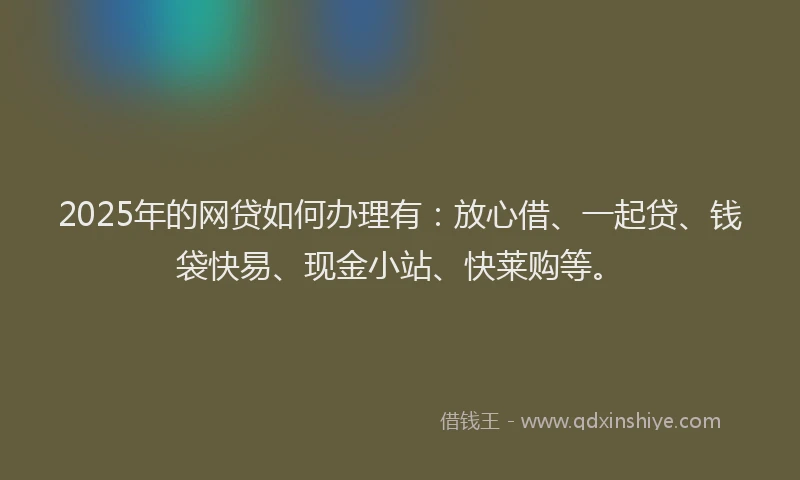 2025年的网贷如何办理有：放心借、一起贷、钱袋快易、现金小站、快莱购等。